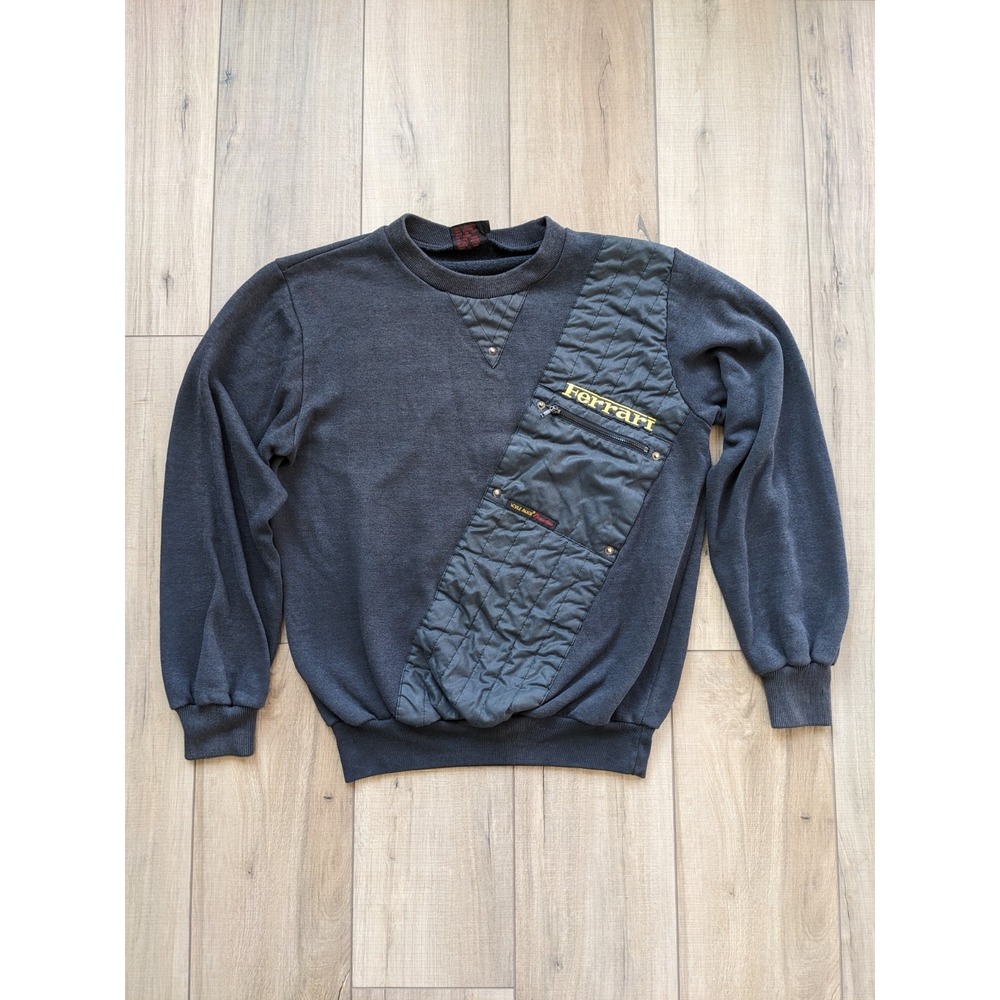 Vintage 80s Ferrari Style Auto F1 Racing Sweatshirt Medium Charcoal Grey Rare